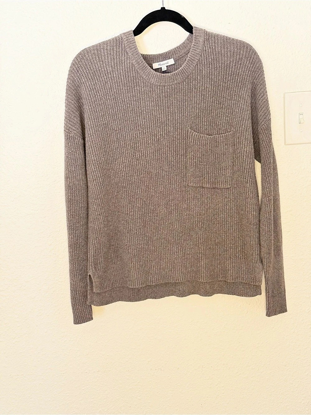 Madewell Ribbed Crewneck Sweater in Brown Size Medium